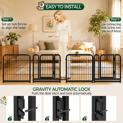 Dog Playpen 24In 16 Panels Pet Fence for Indoor Yard RV Camping
